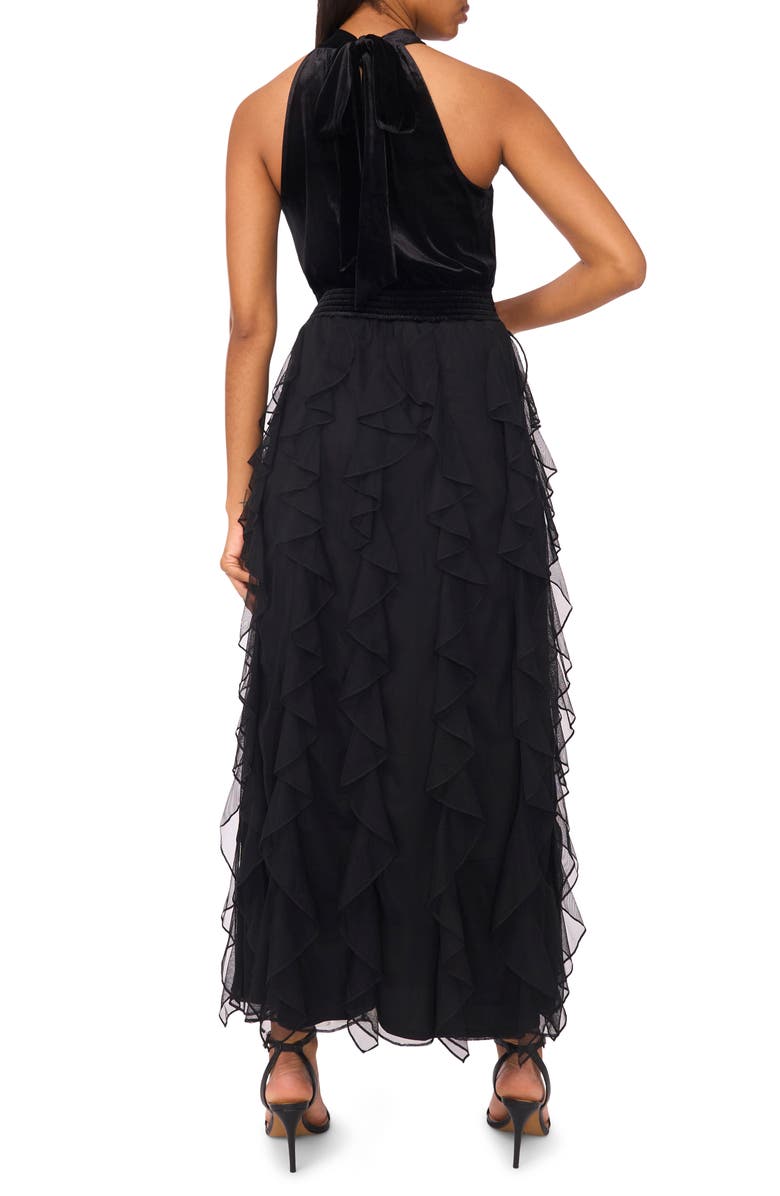 Halogen<sup>®</sup> Halter Neck Cascading Ruffle Maxi Dress, Alternate, color, Rich Black