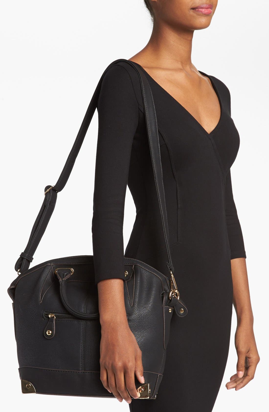 'Samantha' Crossbody Tote, Alternate, color, BLACK