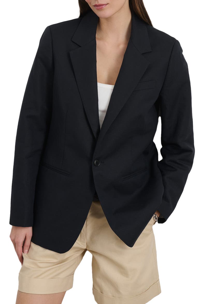 Soho Linen & Cotton Blazer, Main, color, BLACK