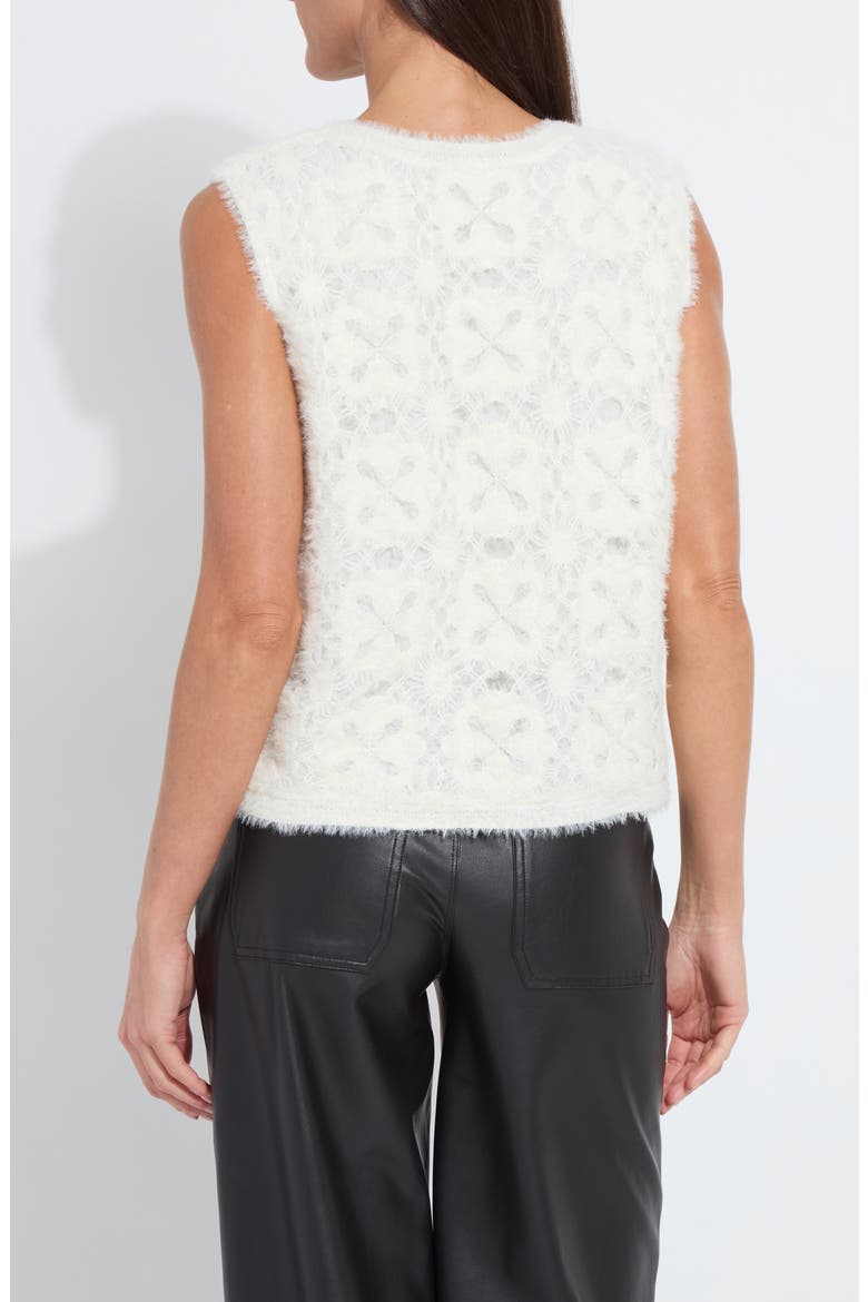 Camila Crochet Fuzzy Sleeveless Sweater, Alternate, color, SNOW WHITE
