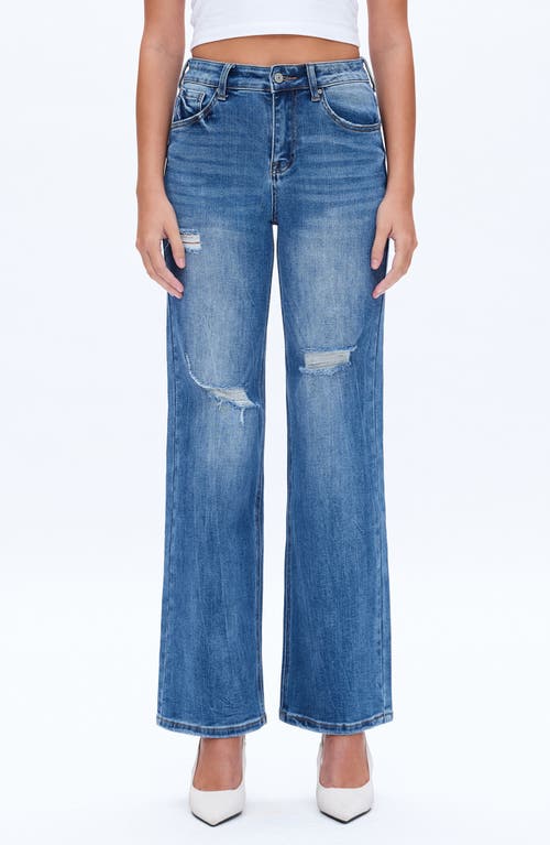 Bayeas Distressed High Waist Wide Leg Jeans