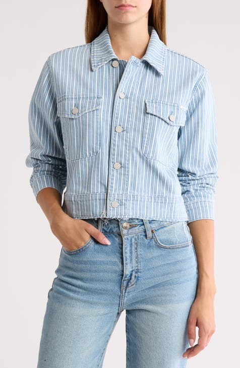 The Crop Stripe Denim Jacket