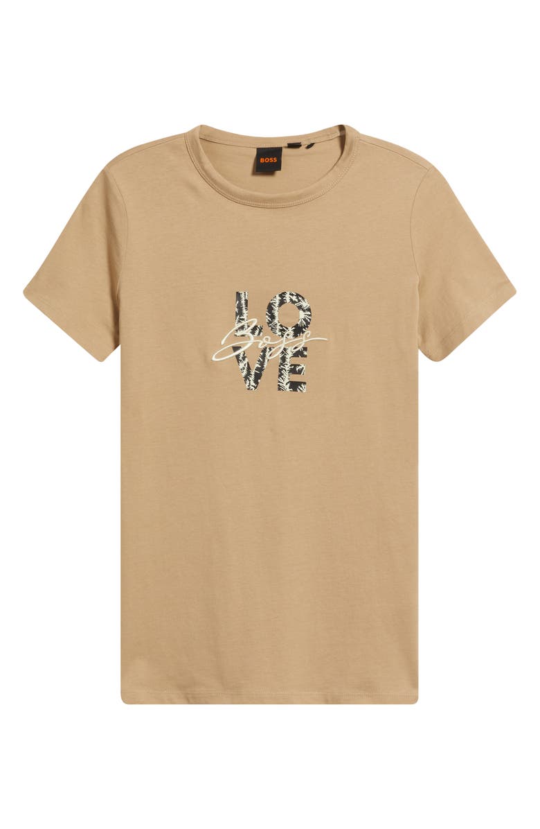 BOSS Orange Elogo Logo Cotton T-Shirt, Alternate, color, Beige