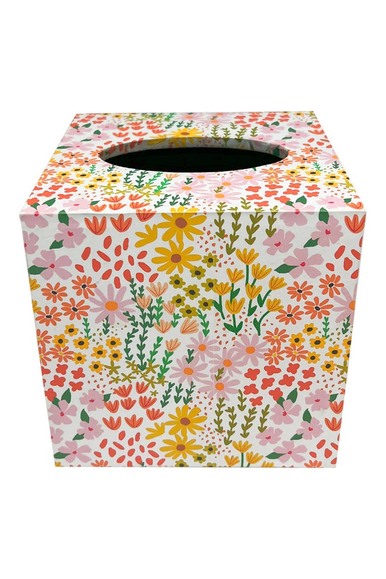 Botanical Tissue Box Cover, Alternate, color, WHITE MULTI