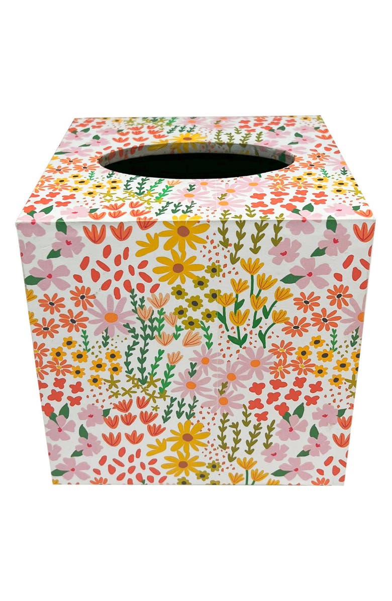 Mariposa Botanical Tissue Box Cover, Alternate, color, White Multi
