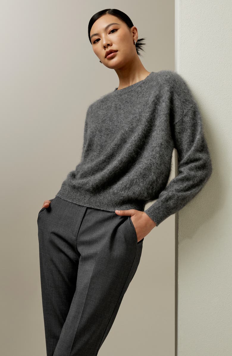 Lilysilk Classic Round Neck Cashmere Sweater for Women, Alternate, color, Dark Gray