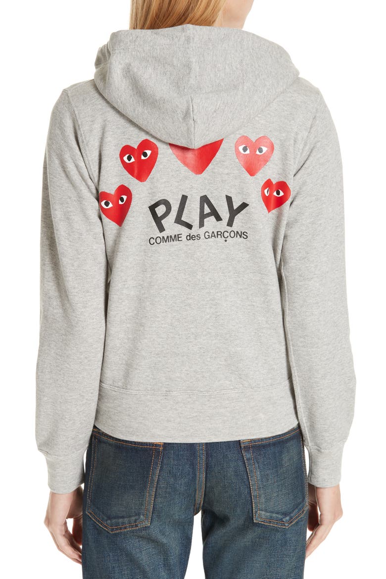 Logo Graphic Zip-Up Hoodie, Alternate, color, GREY