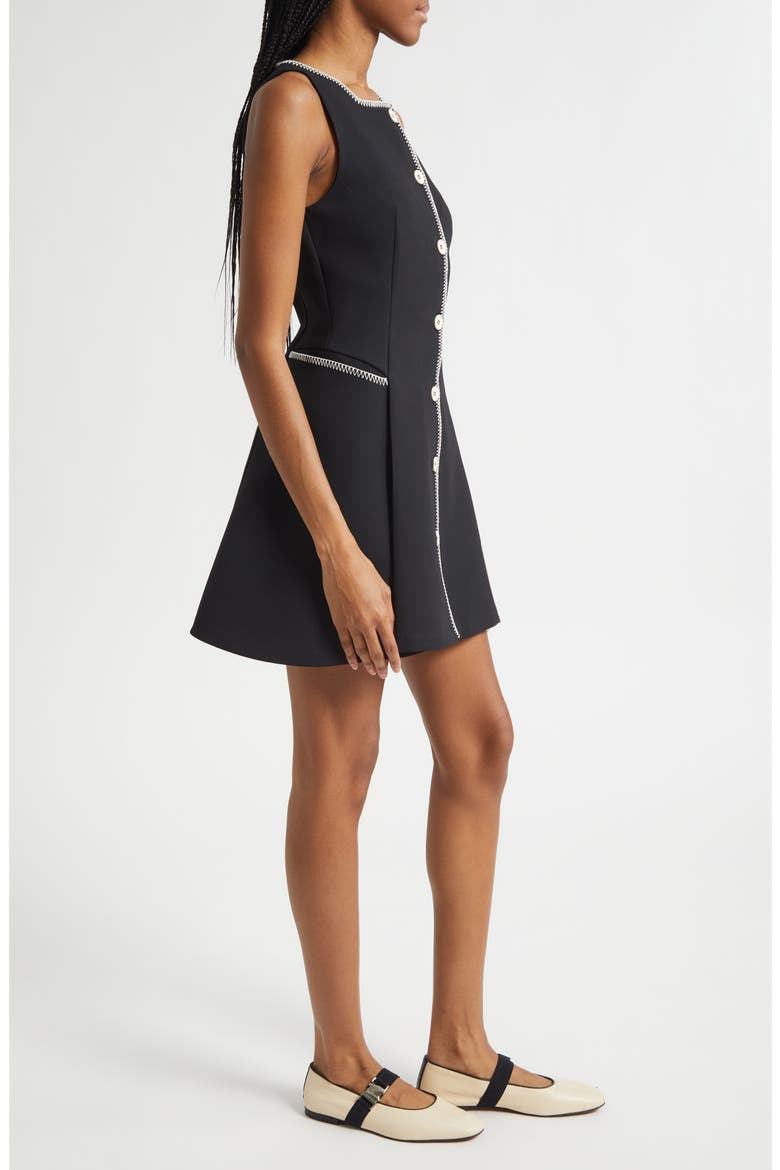 Sleeveless Button Front Minidress, Alternate, color, BLACK