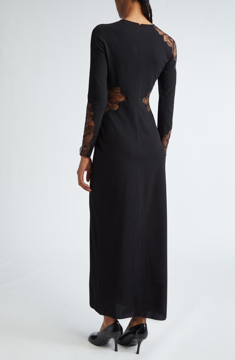 Max Mara Enziana Peekaboo Lace Long Sleeve Wool Blend Crepe Dress, Alternate, color,