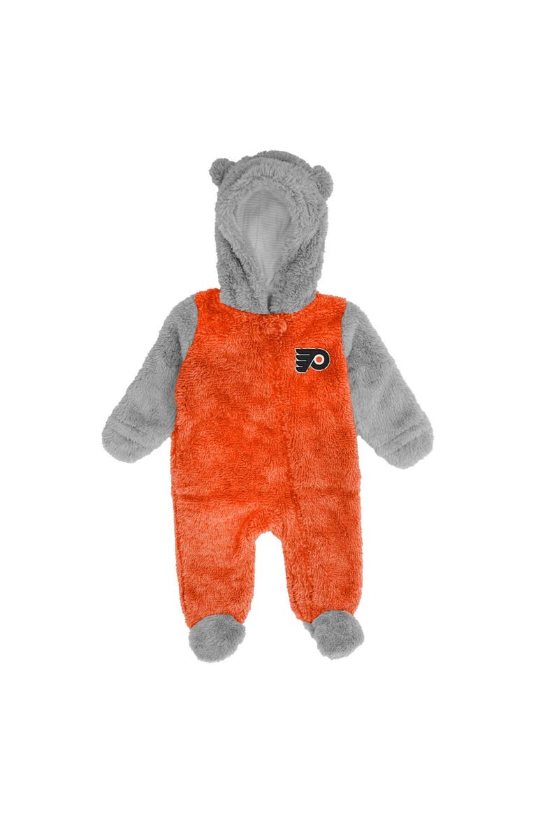 Newborn & Infant Orange Philadelphia Flyers Game Nap Teddy Fleece Bunting Full-Zip Sleeper, Alternate, color, Orange