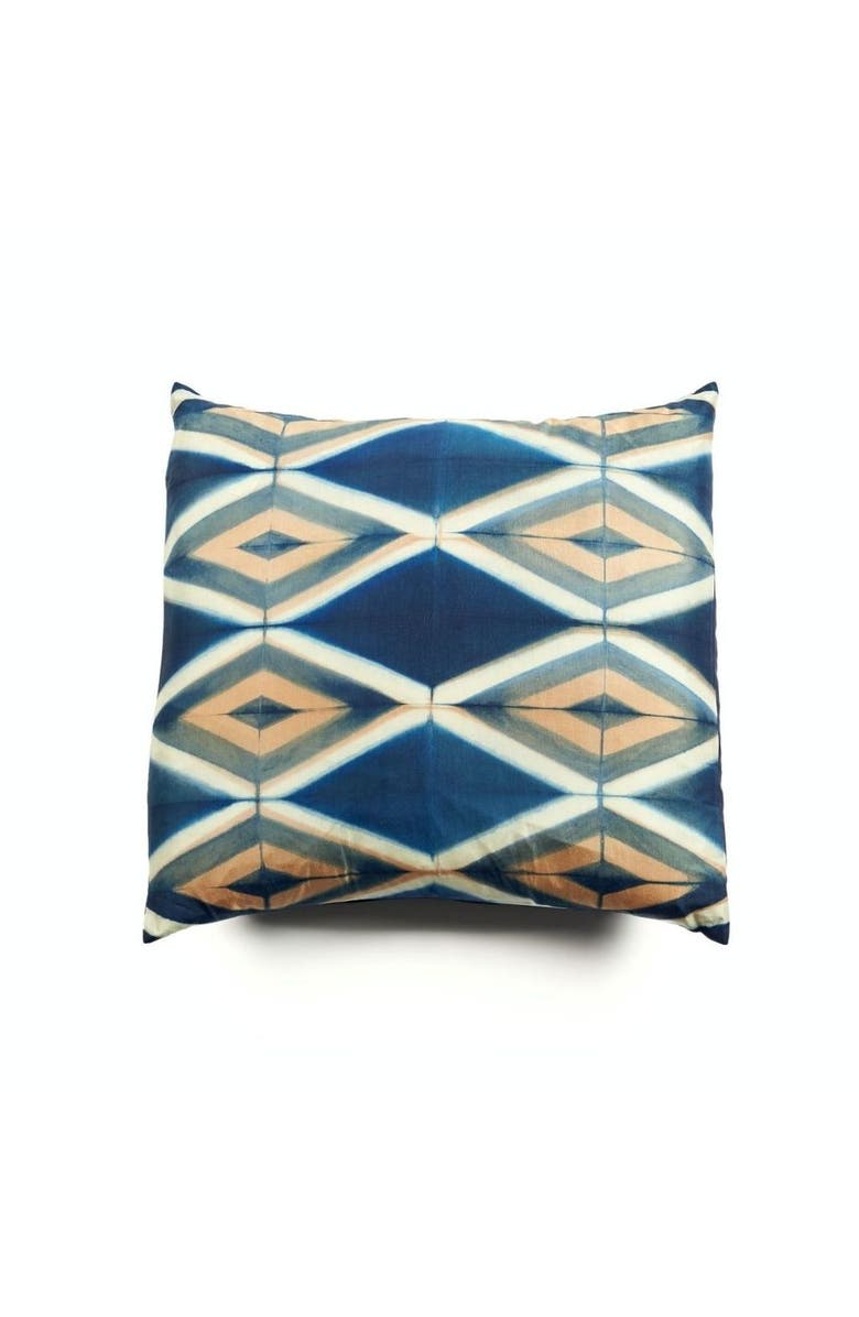 Studio Variously Tisa Black Handcrafted Shibori Print Mulberry Silk Pillow - Cover Only, Main, color, Black/Indigo