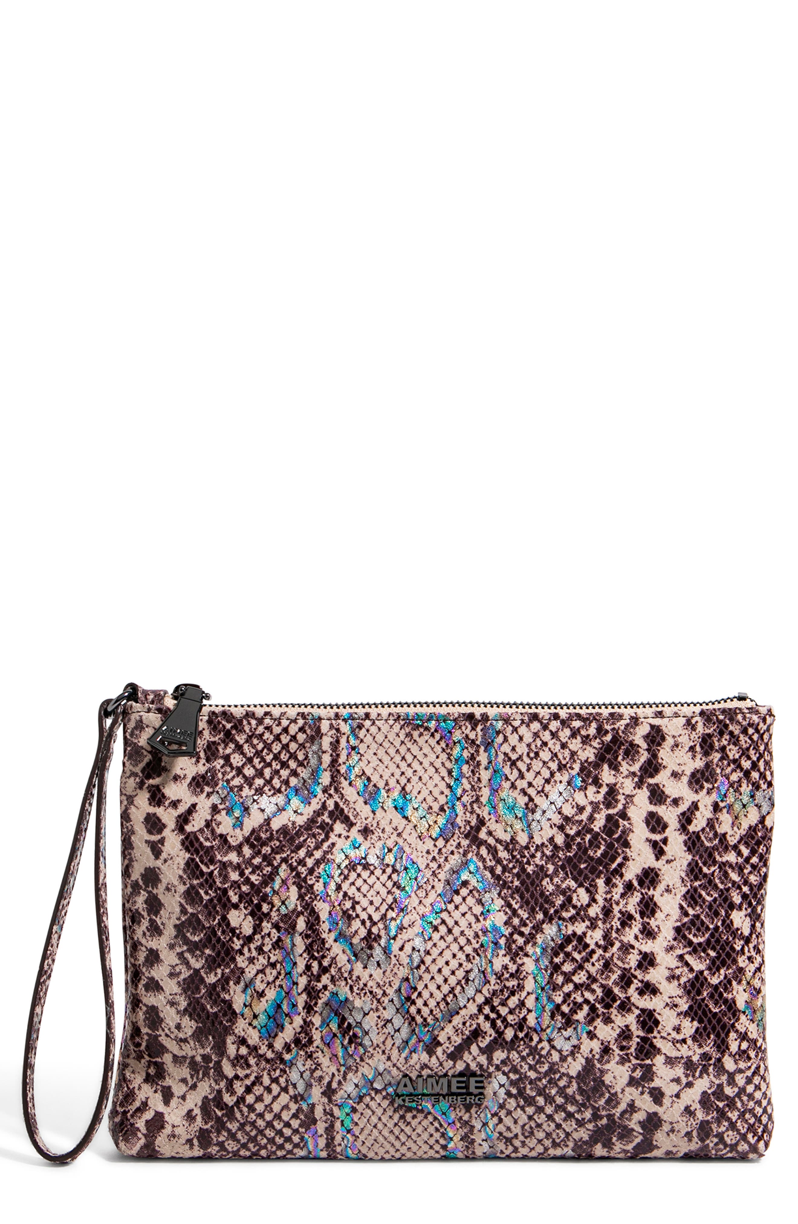 Kestenberg Vibes Leather Wristlet, Main, color, MYSTIC SNAKE