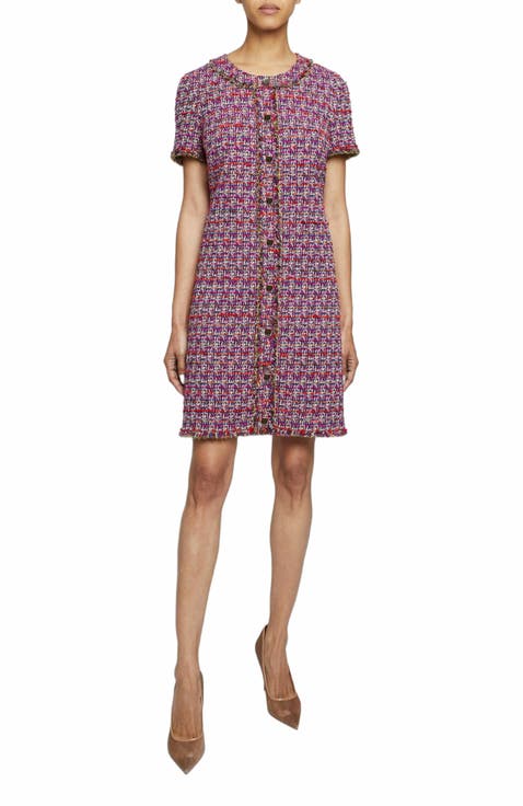 Shea Short Sleeve Shift Dress in Lightweight Modern Tweed