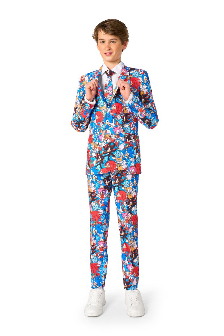 Kids' Sonic the Hedgehog™ Two-Piece Suit & Tie Set, Main, color, BLUE MULTI