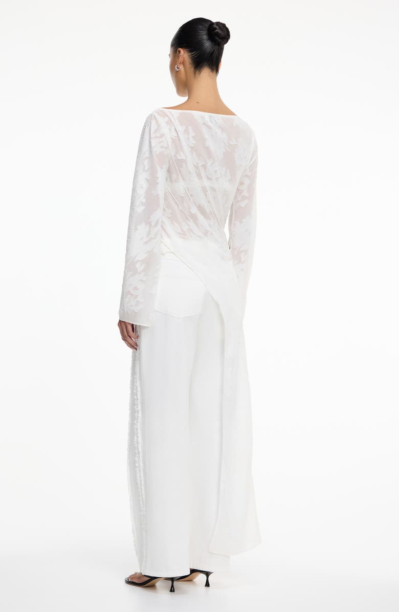 Significant Other Pola Floral Burnout Sheer Long Sleeve Maxi Cocktail Dress, Alternate, color, Ivory