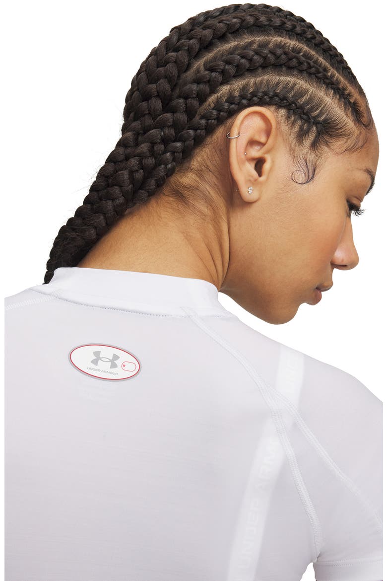 HeatGear® Elite Mock Neck Performance Crop Top, Alternate, color, 100 WHITE