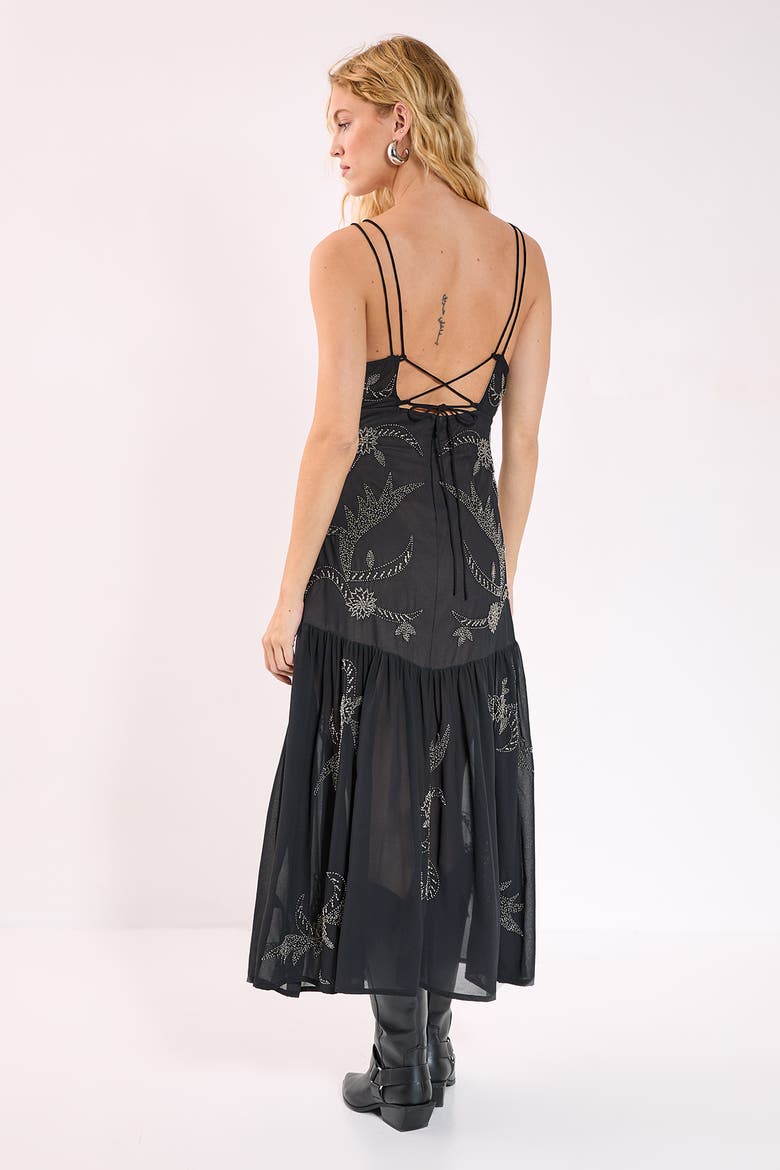 Ring Cut Out Volume Maxi Dress, Alternate, color, Black