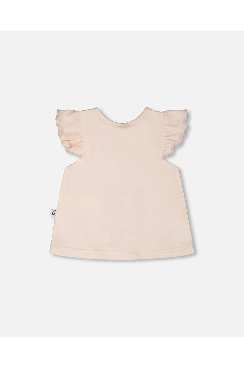 Organic Cotton Jersey Top and Peach Animal Printed Short Set, Alternate, color, Peach & Peach Animal Print