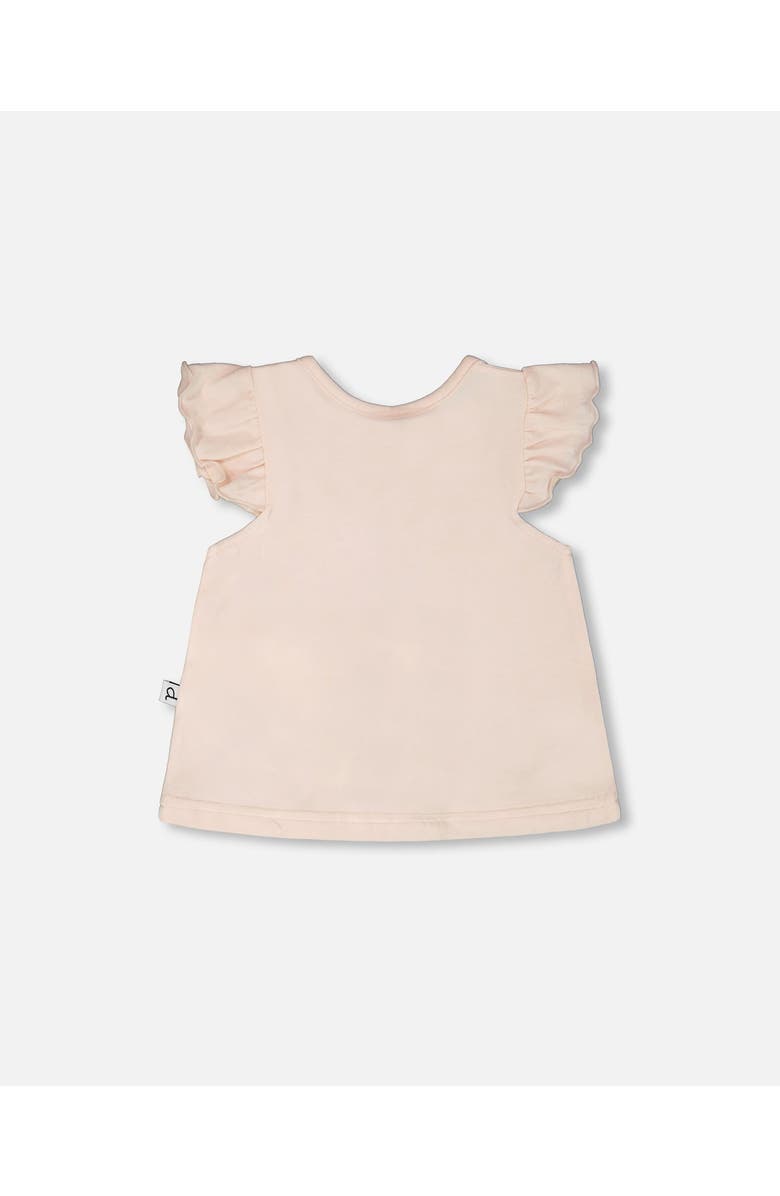 Deux par Deux Organic Cotton Jersey Top and Peach Animal Printed Short Set, Alternate, color, Peach & Peach Animal Print