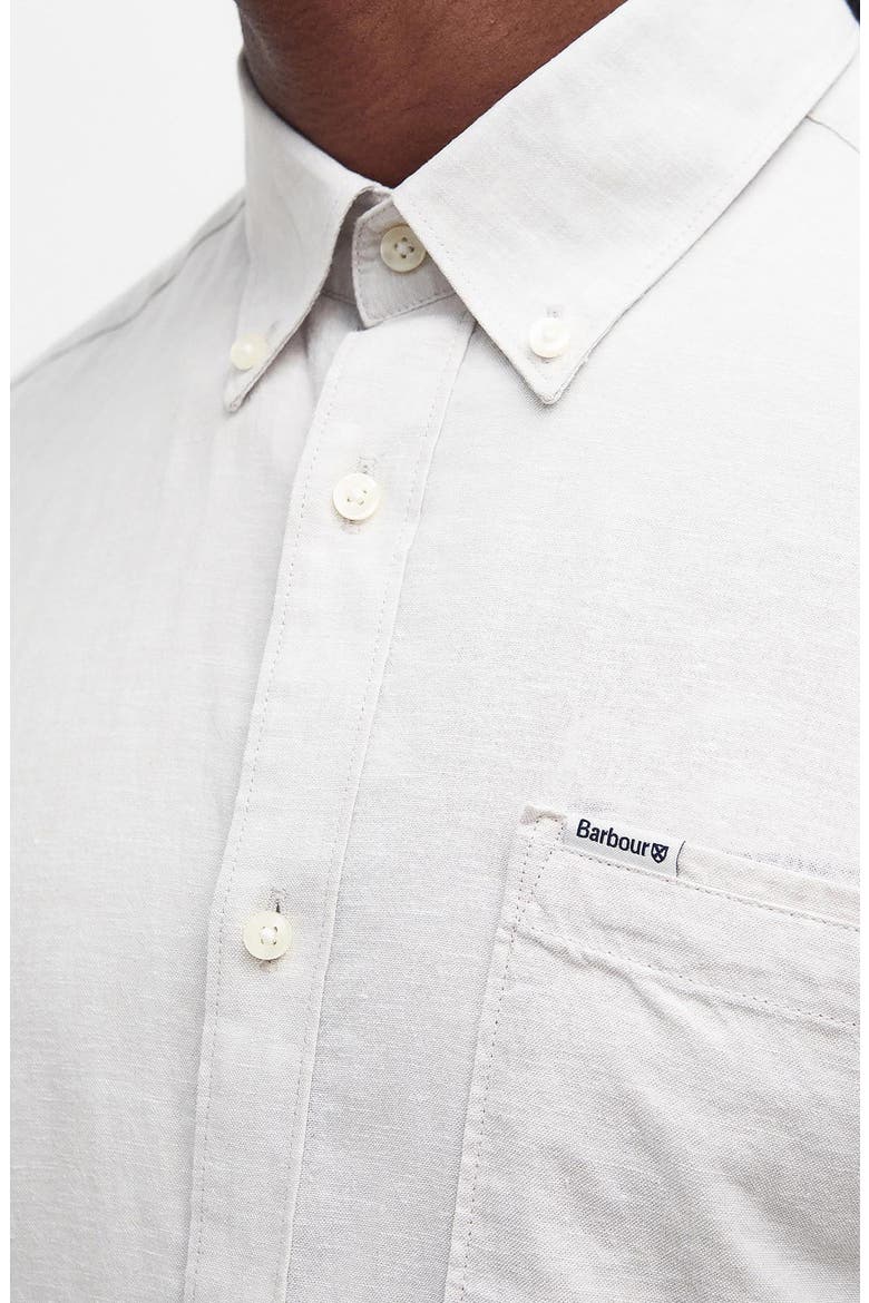 Nelson Tailored Fit Solid Linen & Cotton Button-Down Shirt, Alternate, color, STONE