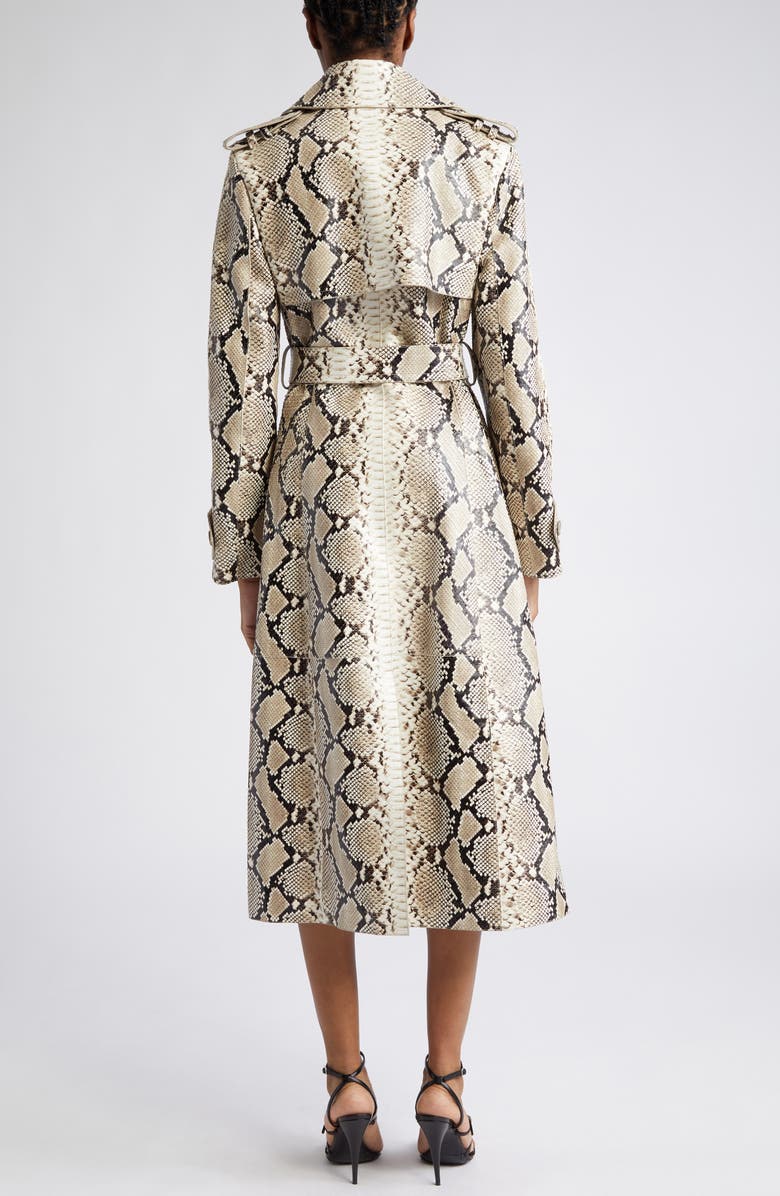 Michael Kors Collection Python Embossed Leather Trench Coat, Alternate, color, 