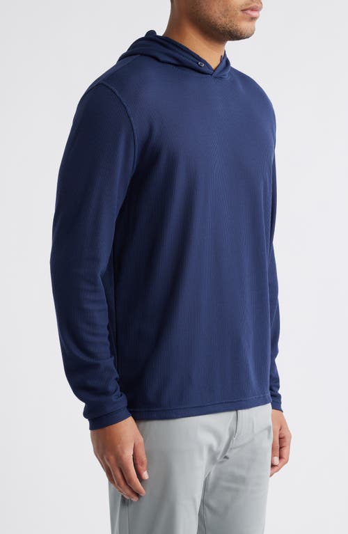 Johnnie-o Brinson Waffle Pullover Hoodie In Navy