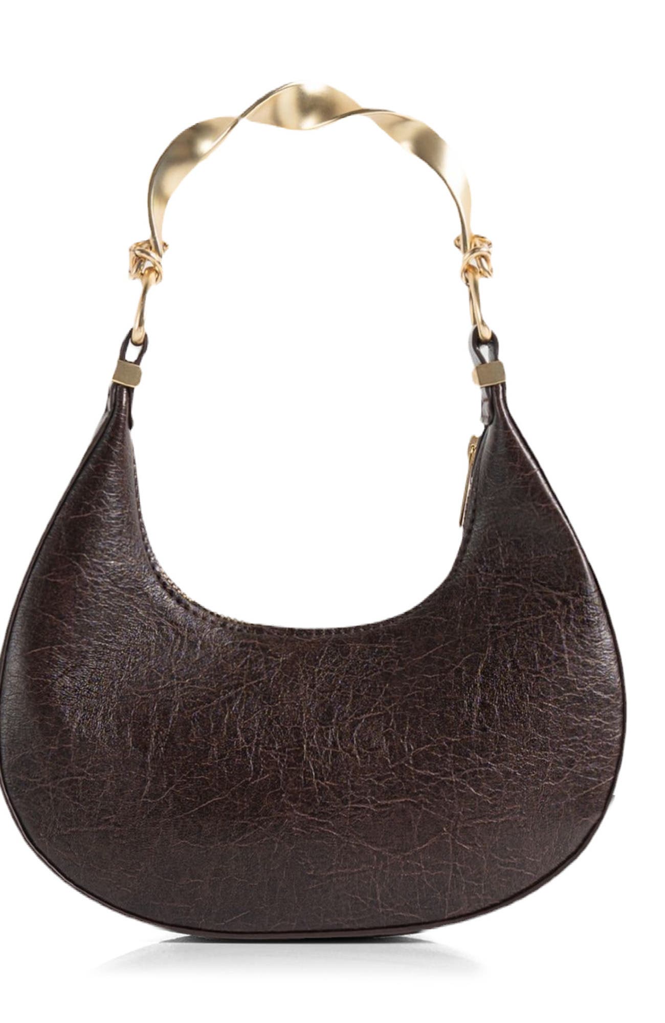 Manière De Voir Sadie Sculpted Leather Crescent Bag, Alternate, color, Brown