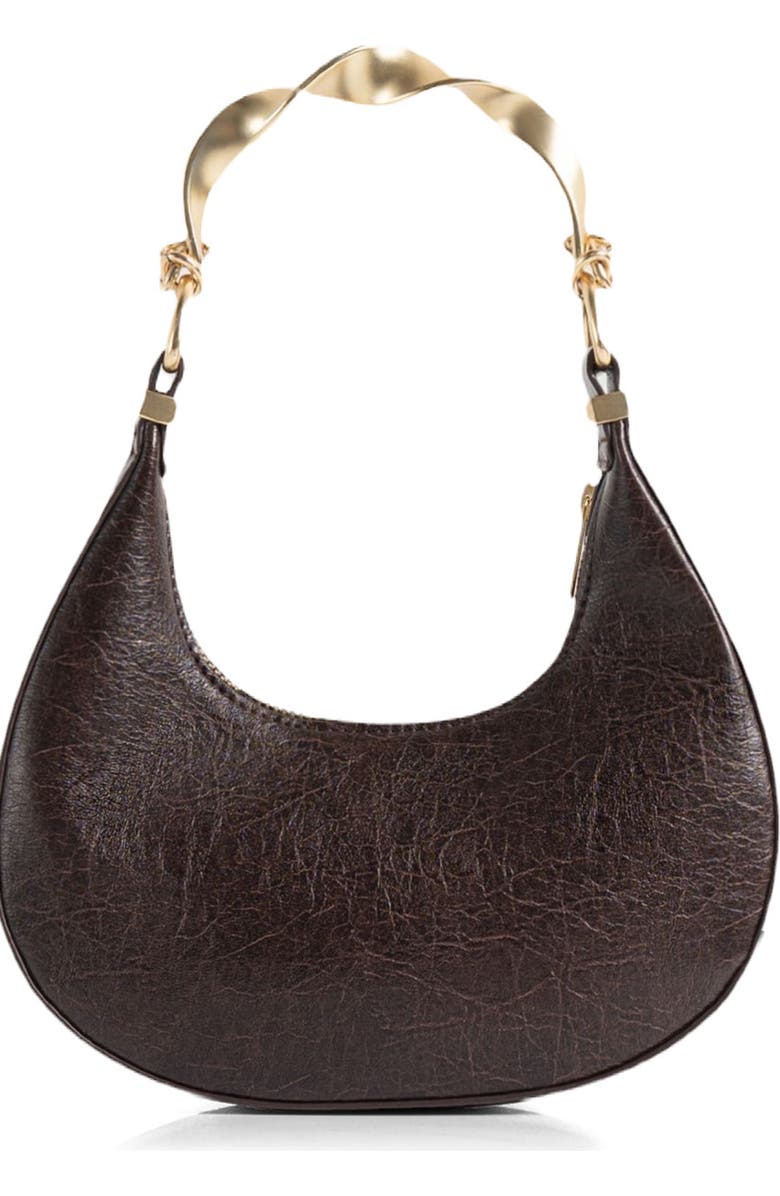 Manière De Voir Sadie Sculpted Leather Crescent Bag, Alternate, color, Brown