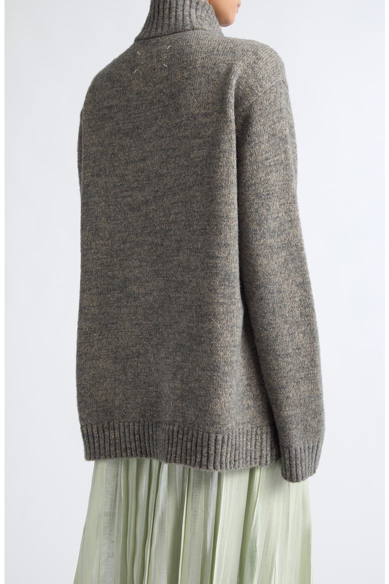 Oversize Cotton & Wool Blend Half Zip Sweater, Alternate, color, GREY/ CAMEL