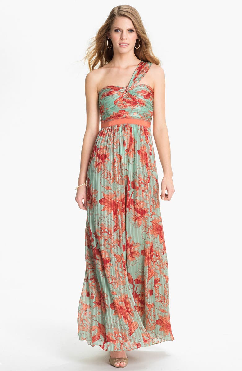 BCBGMAXAZRIA 'Inga' Print Silk Chiffon Gown, Main, color, 