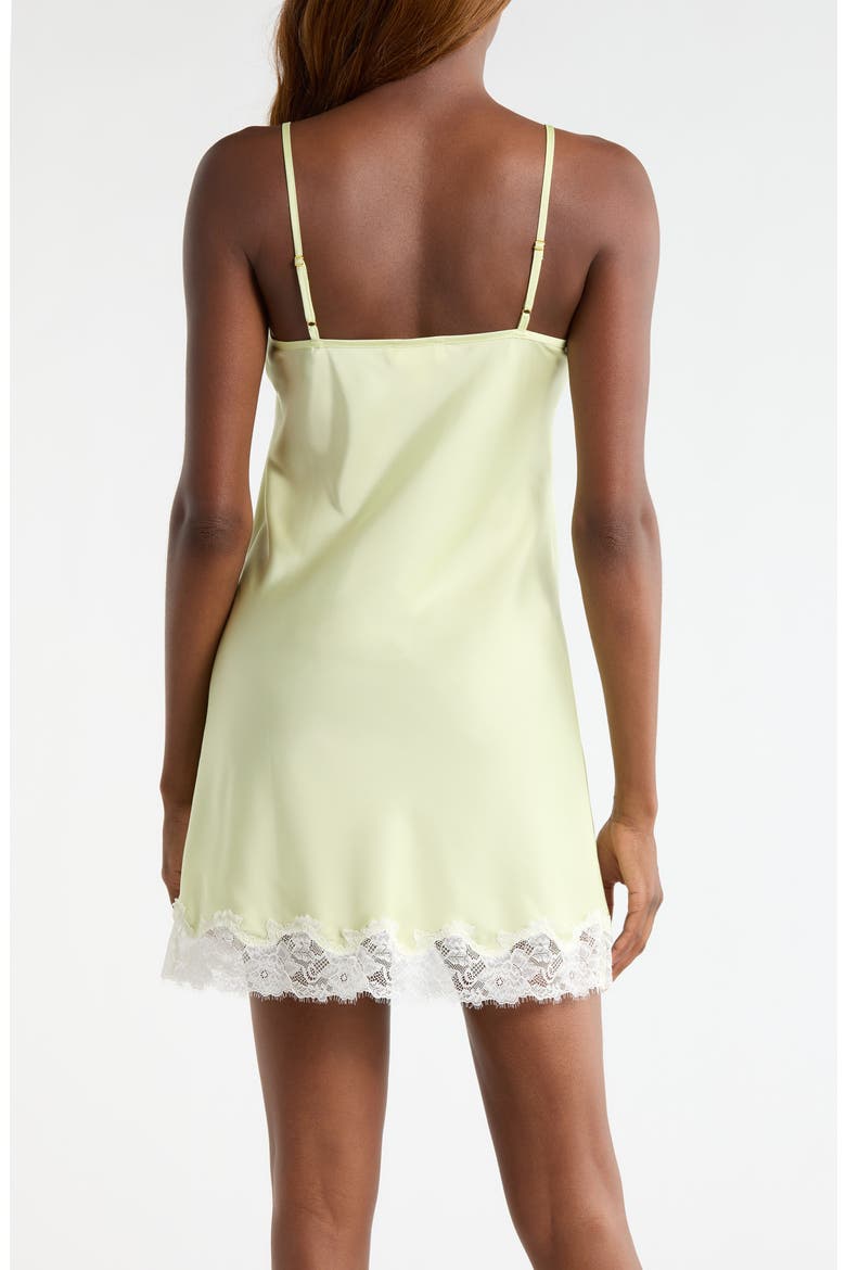 Lace Trim Satin Chemise, Alternate, color, GREEN FEATHER