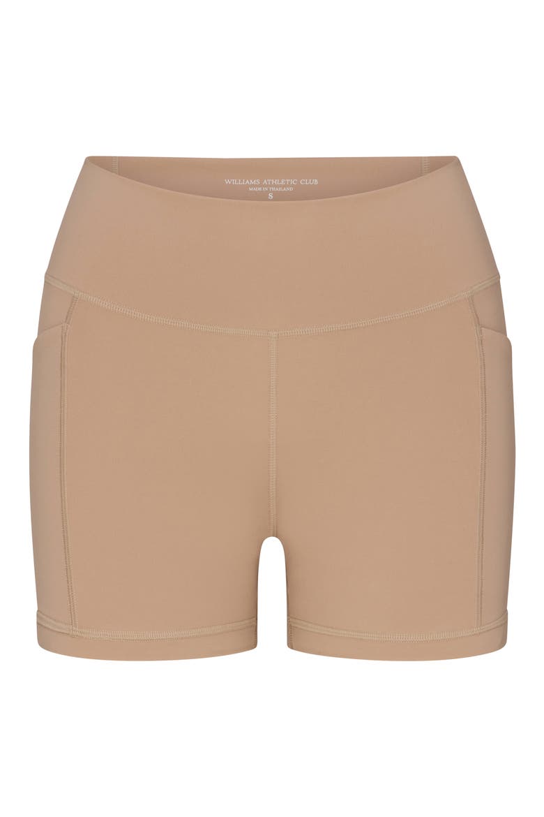 Heather High Waist Pocket Bike Shorts, Alternate, color, SAND