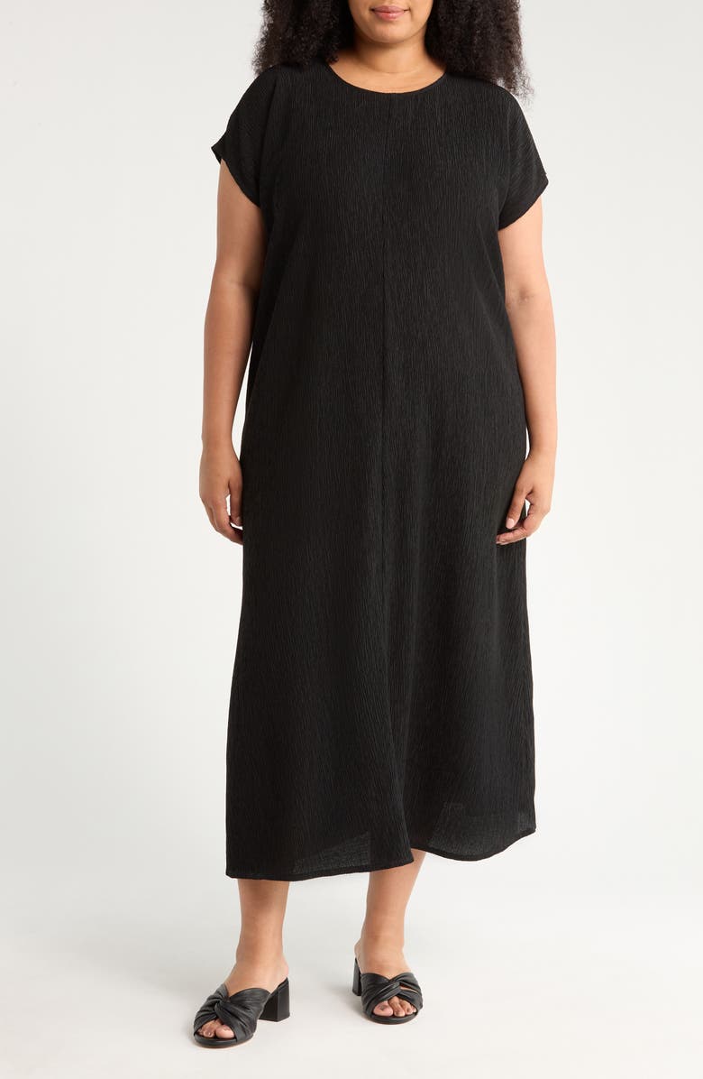 Eileen Fisher Short Sleeve Jacquard Maxi Dress, Main, color, 