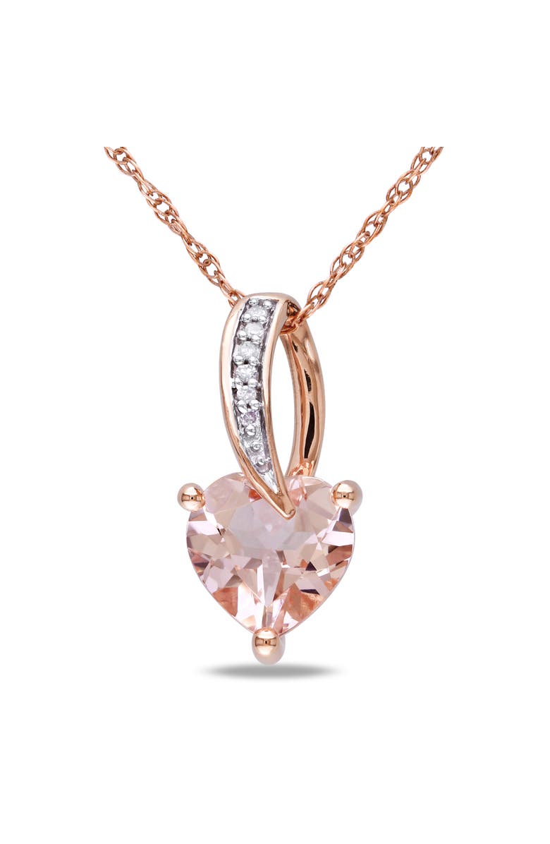Julianna B. Gemstone 
Diamond Swirl Heart Necklace 10K, Main, color, Morganite