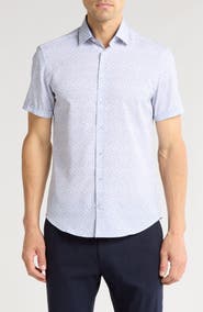 SOUL OF LONDON Short Sleeve Stretch Button-Up Sport Shirt