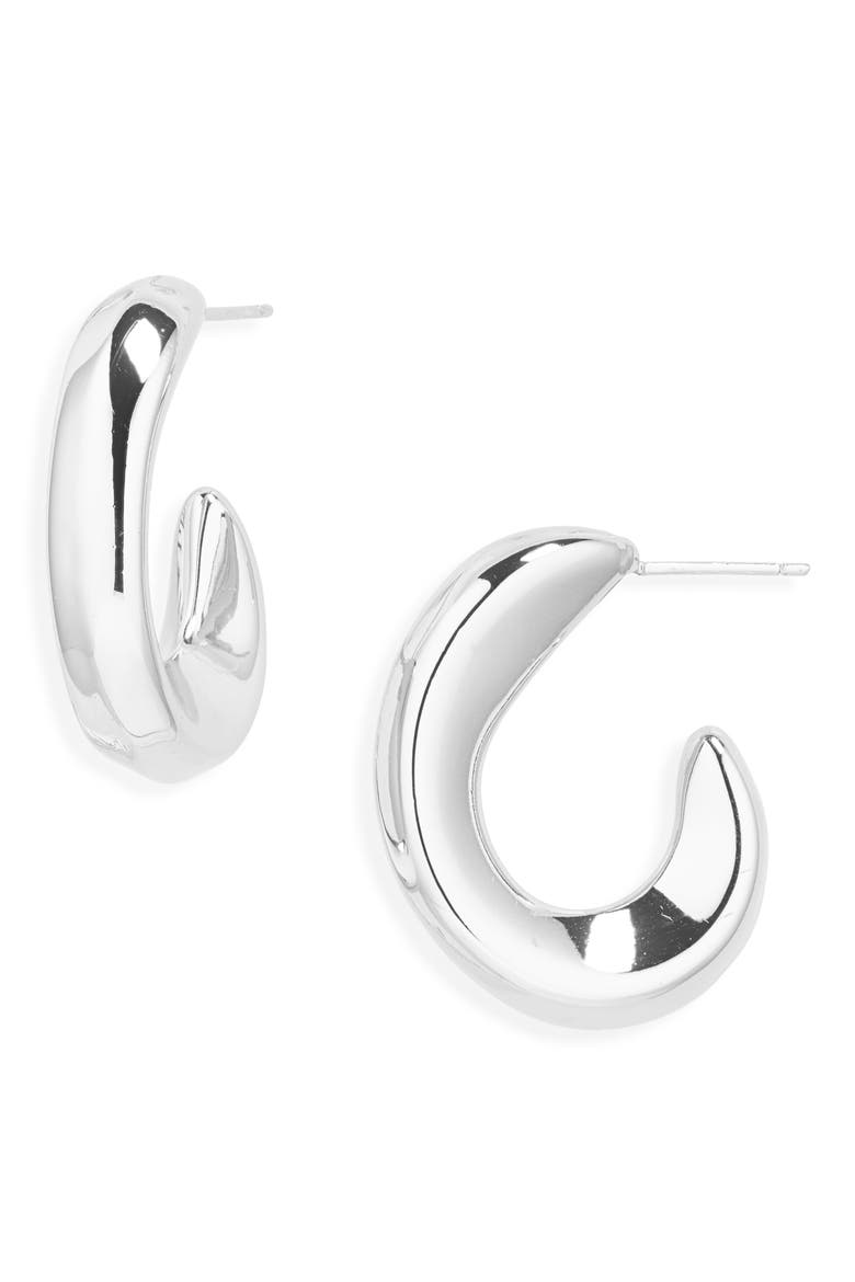 Chunky Hoop Earrings, Main, color, SILVER