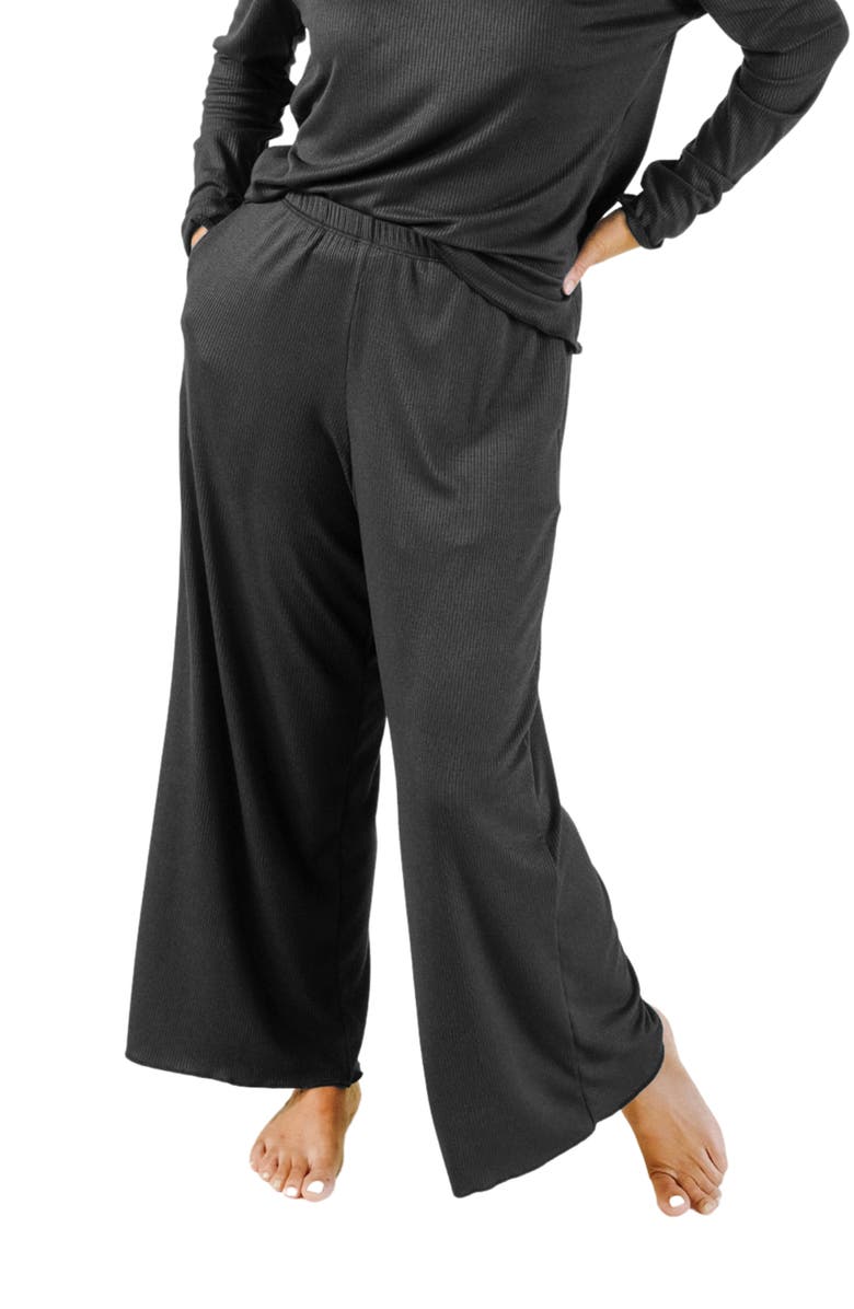 POPLINEN Hedy Ribbed Modal Lounge Pant, Main, color, Black
