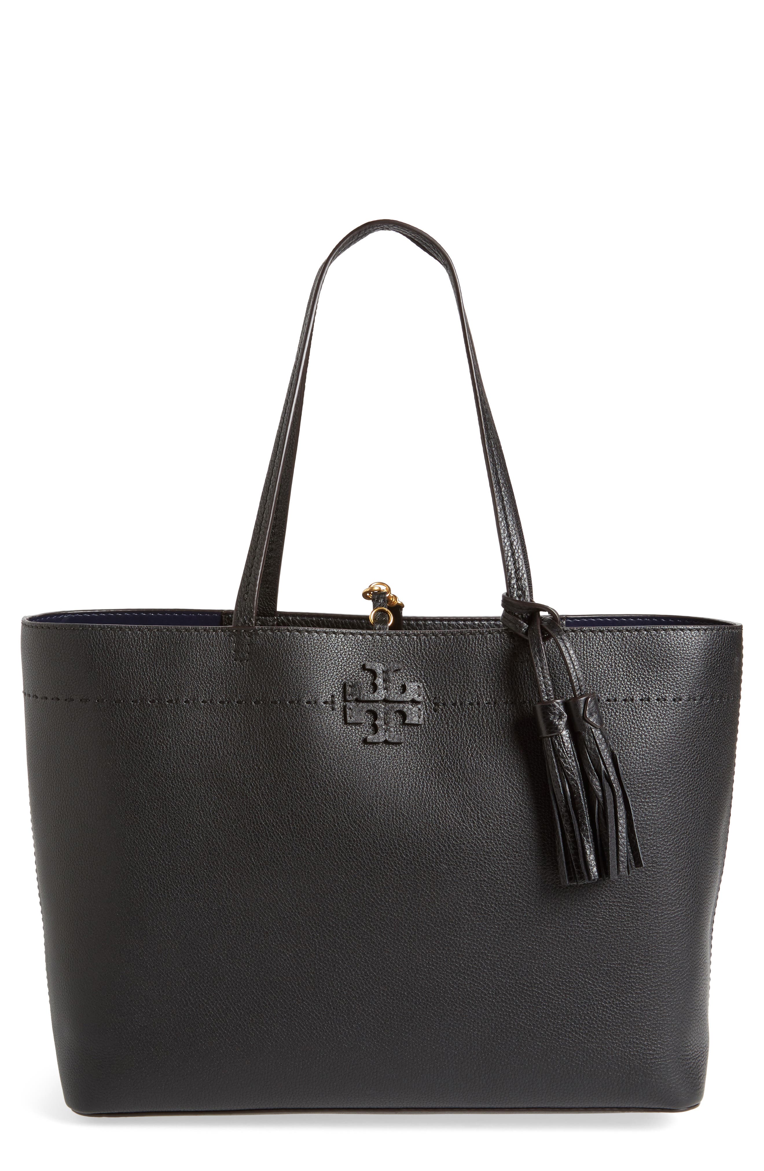 Tory Burch McGraw Leather Laptop Tote, Main, color, 