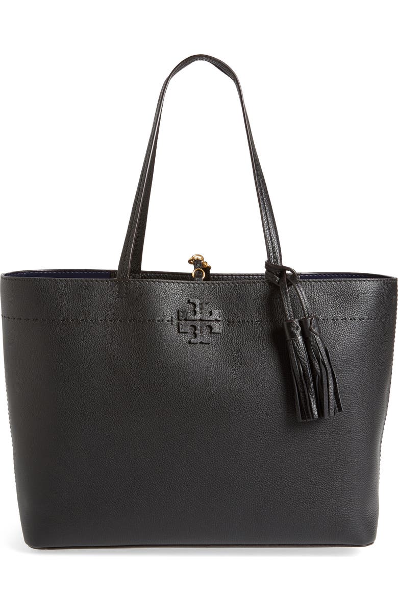 Tory Burch McGraw Leather Laptop Tote, Main, color,