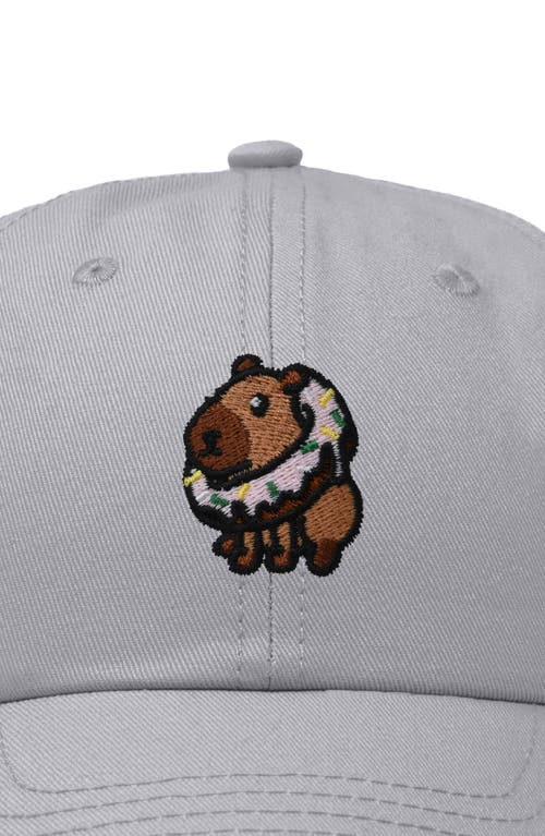 Dalix Capybara Donut Embroidered Cap In Gray