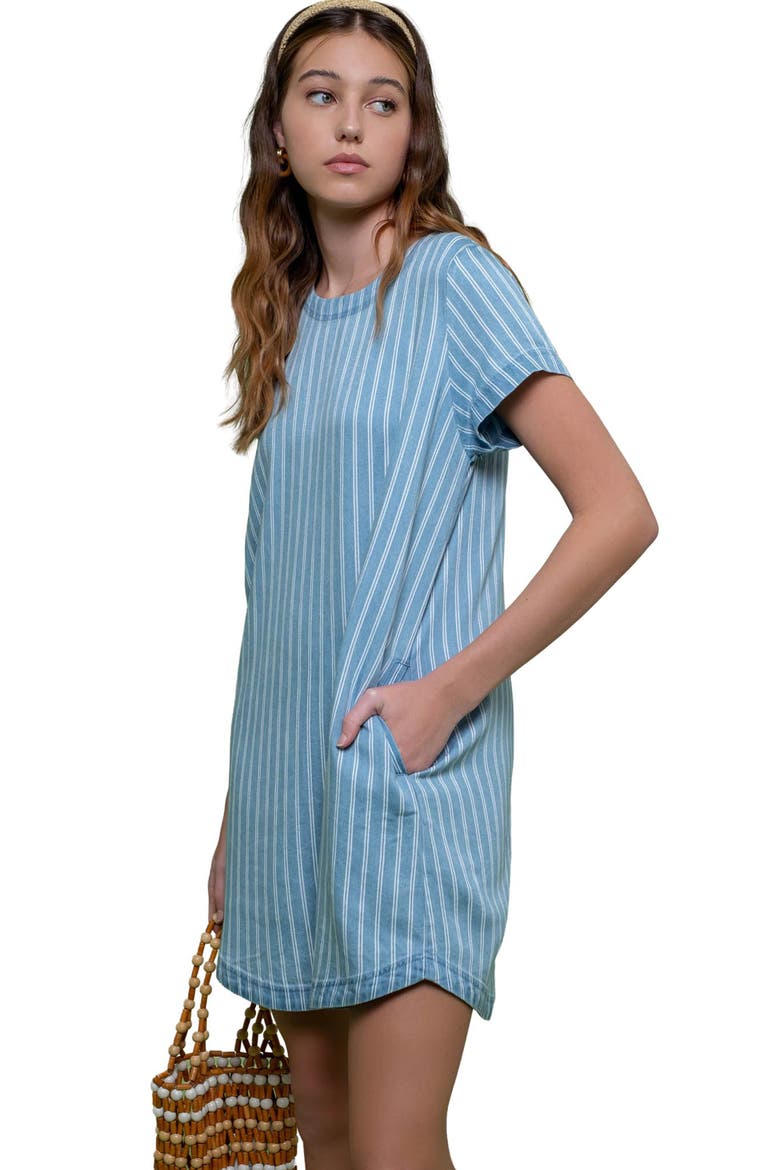 Striped Shirtdress, Alternate, color, DENIM