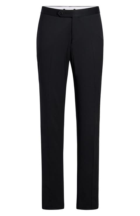 Preston Black Stretch Wool Tuxedo Pants