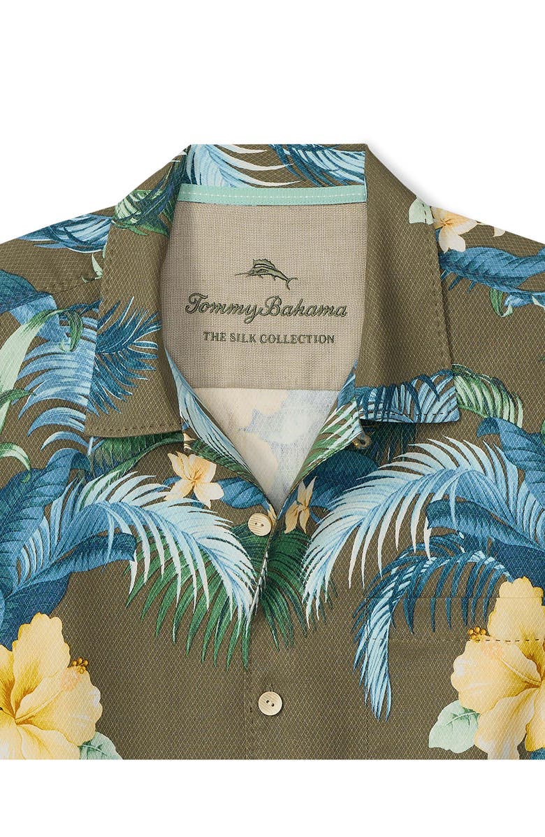 Tommy Bahama Pineapple Petals Floral Silk Camp Shirt, Alternate, color, Blue Ash