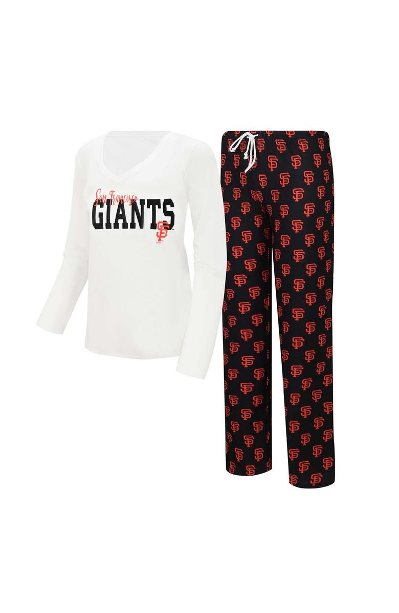 CONCEPTS SPORT Women's Concepts Sport White/Black San Francisco Giants Long Sleeve V-Neck T-Shirt & Gauge Pants Sleep Set, Main, color, White