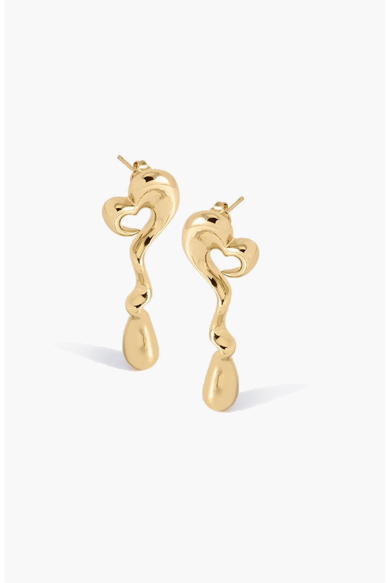 Heart Maxi Face On Stud Earrings In Gold, Alternate, color, Gold