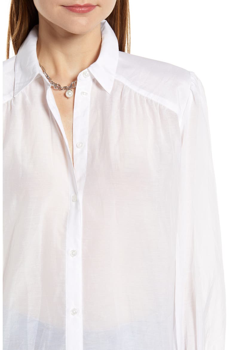 Sheer Button-Up Shirt (Nordstrom Exclusive), Alternate, color, WHITE