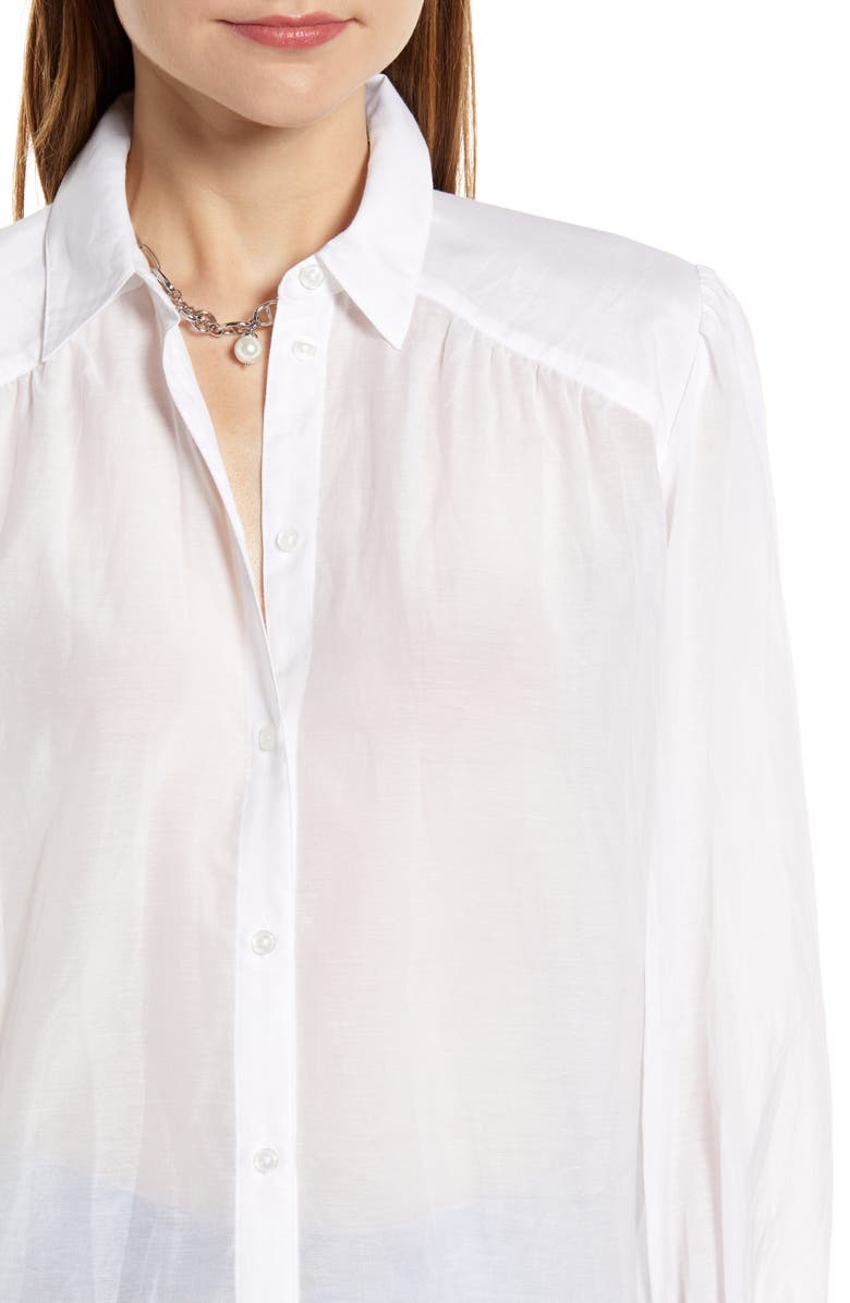 Something Navy Sheer Button-Up Shirt, Alternate, color, 