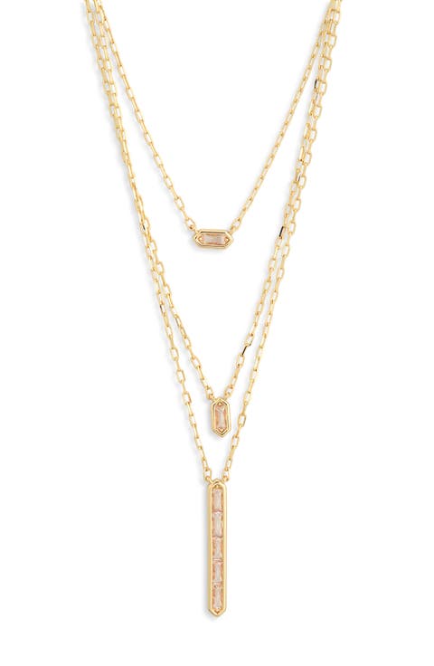 Layered Baguette Crystal Chain Necklace