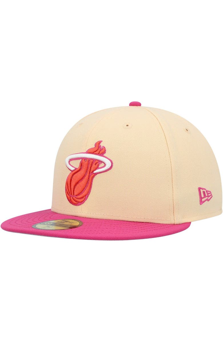 New Era Men's New Era Orange/Pink Miami Heat Passion Mango 59FIFTY Fitted Hat, Alternate, color,