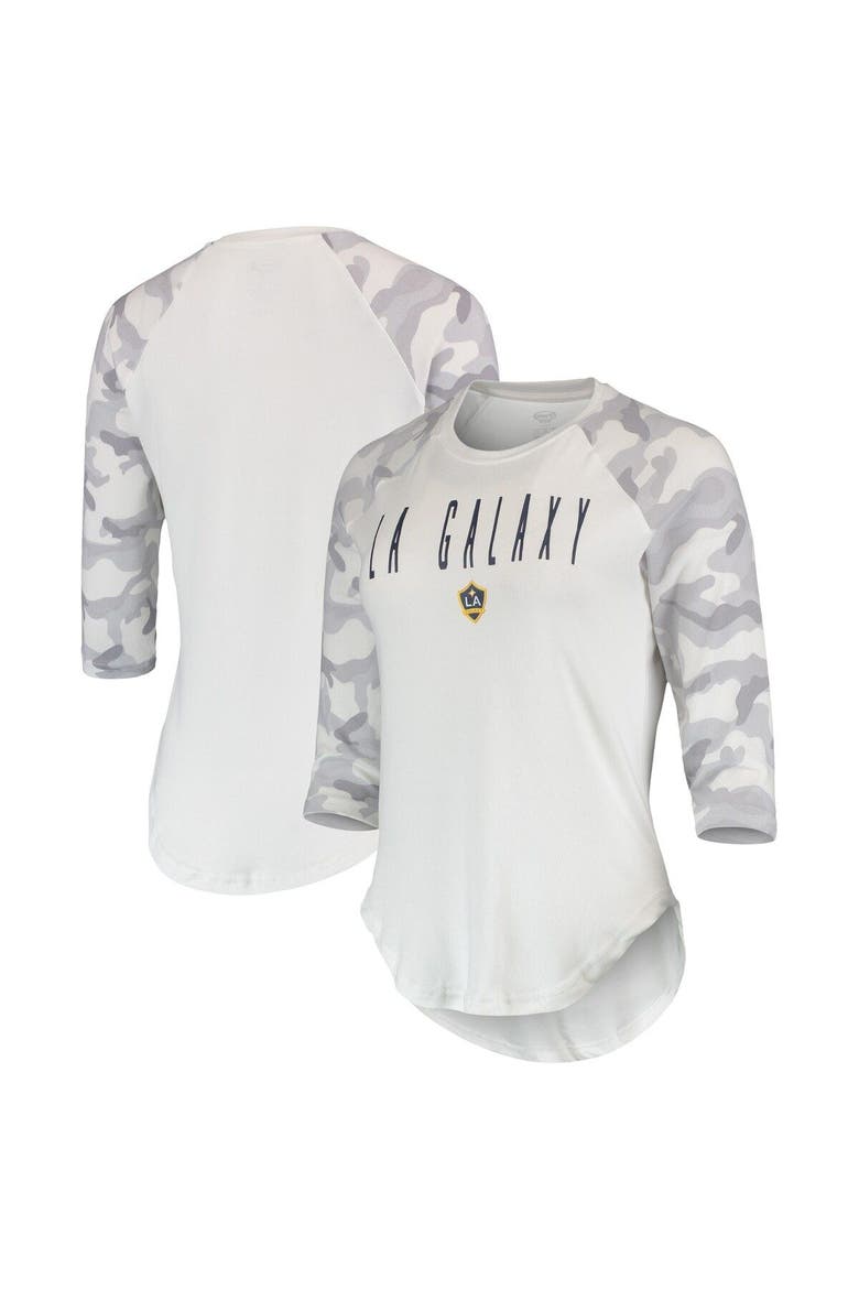 Women's Concepts Sport White/Gray LA Galaxy Composite 3/4-Sleeve Raglan Top, Main, color, White